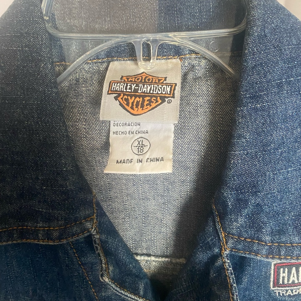 Harley Davidson denim vest size 18 - Picture 3 of 10